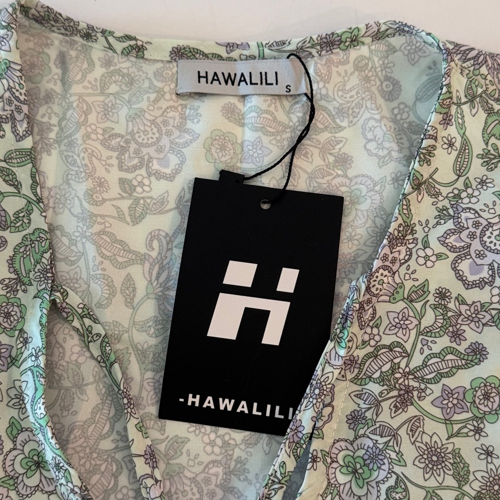 Hawalili Green & Lavender Floral Boho Midi Dress- size S oversized - Picture 9 of 16
